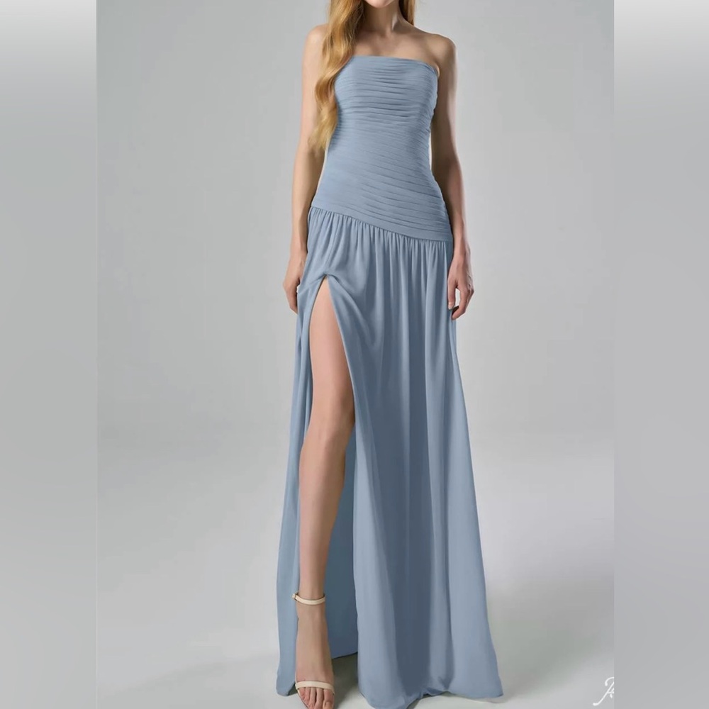 AW Bridal - Safia Chiffon Dress in Light Dusty Blue